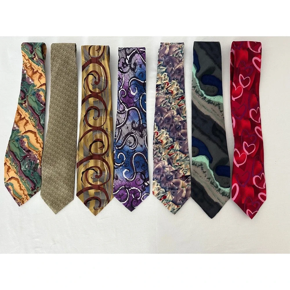 Vtg Garcia Silk Tie Lot 7 Neckties Abstract Psychedelic Art Grateful Dead Mixed - Picture 3 of 3